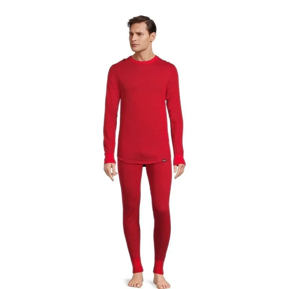 Mens Hanes Originals Raschel Reversible Knit Thermal Top & Bottom Size M